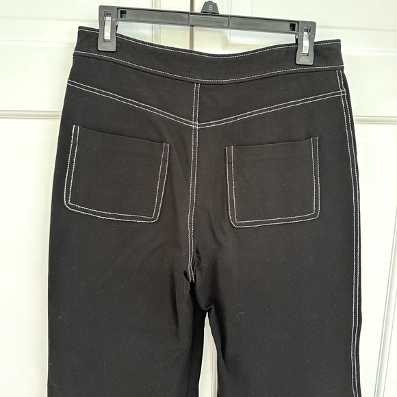 Zara Contrast Stitching Black Wide Leg Pants - Picture 6 of 11